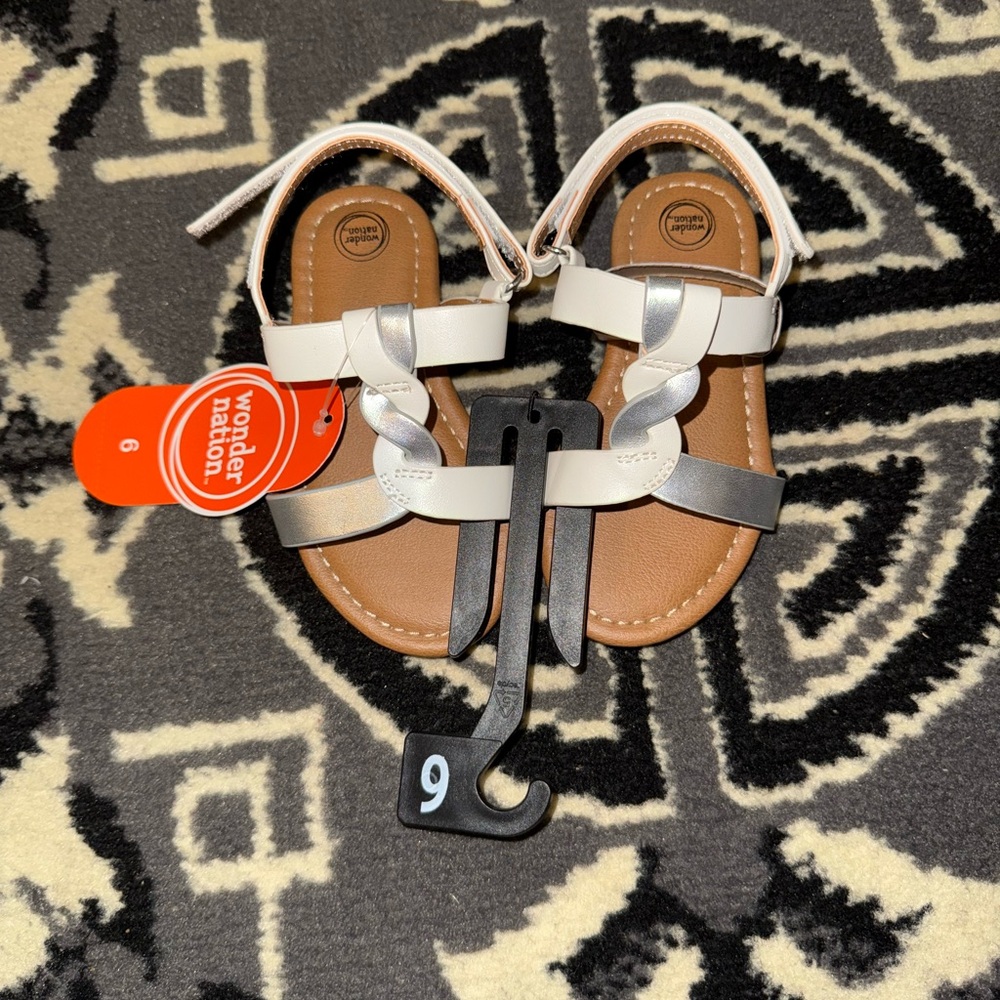 Wonder Nation Kids' Silver and White Sandals